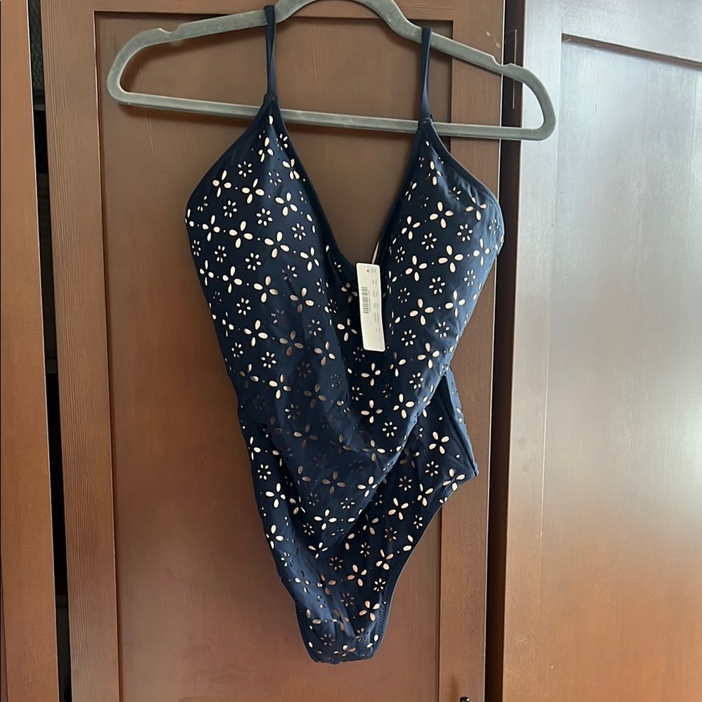 J. Crew Blue One Piece Swimsuit with High-Leg Cut